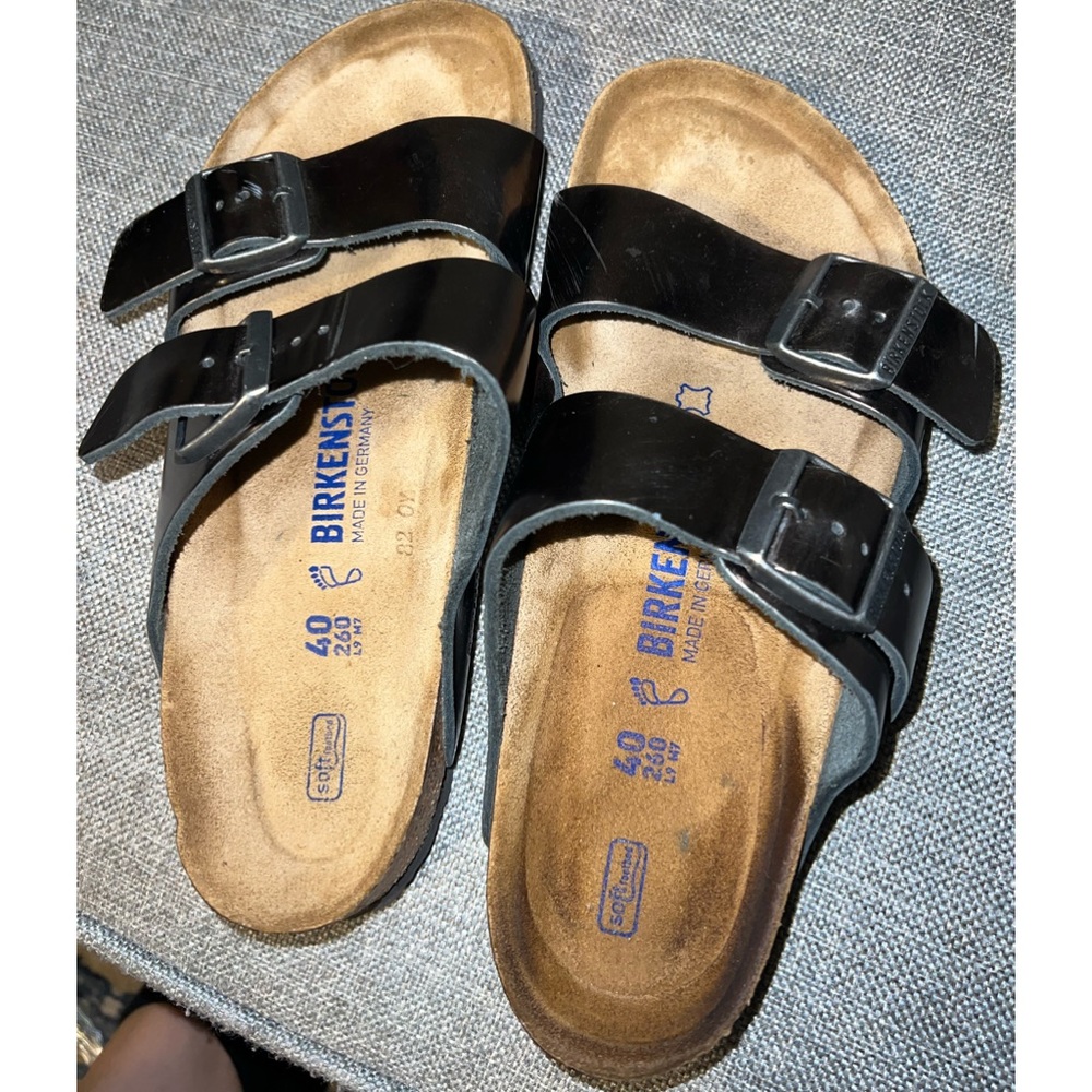 Arizona soft bed leather metallic Birkenstocks.